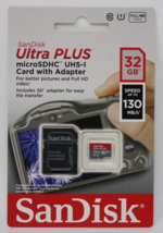 32GB Ultra Plus Micro SDHC UHS-I Card SD Adapter for transfer 130 MB/s SanDisk - £7.88 GBP