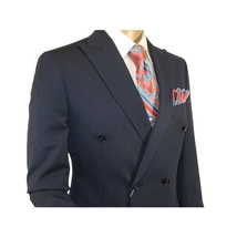 Men Suit BERLUSCONI Turkey 100% Italian Wool 180's Double Breasted #Ber32 Navy image 5
