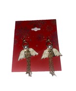 Vintage Christmas Golden Angels With Chains Dangly Earrings  (SHIPS IN 2... - $597.21 MXN