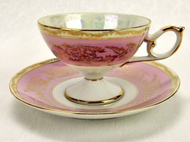 Footed Cup &amp; Saucer Set, Pink Lavender, Napco, Vintage Japan Porcelain, TCP13 - £23.53 GBP