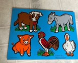 Connor Toy Wood Puzzles: 8406-4 Farm Yard Animals 5 piece vintage puzzle - £16.66 GBP