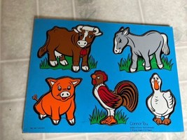 Connor Toy Wood Puzzles: 8406-4 Farm Yard Animals 5 piece vintage puzzle - £16.66 GBP