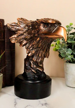 Majestic American Bald Eagle Head Bust Electroplated Bronze Figurine With Base - £34.36 GBP