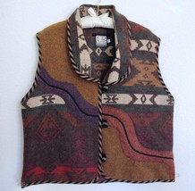 CB Wraps by Canvasbacks Southwestern Wool Vest Top L Brown Tan Indian Rug - £19.71 GBP