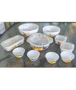 Fire King Anchor Hocking Fruit Pattern Milk Glass 14 Piece Set Mint Condition - €104,12 EUR