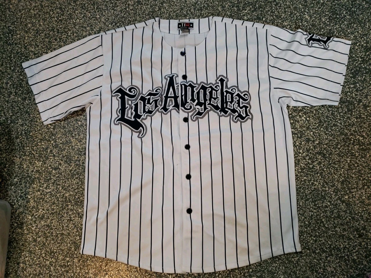 Y2K Streetwear Baseball Jersey  Short Sleeve Embroidered Los Angeles Size L - £35.02 GBP