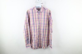 Bugatchi Uomo Mens Small Shaped Fit Rainbow Plaid Collared Button Down Shirt - £27.33 GBP