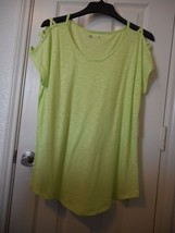 Women&#39;s Xersion Lattice Shoulder Short Sleeve Shirt Lime Size Medium NEW - £12.75 GBP