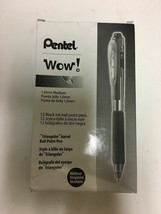 PENTAL WOW! BALLPOINT RETRACTABLE PEN, BLACK (MEDIUM, 12CT.) FREE SHIPPING - £10.80 GBP