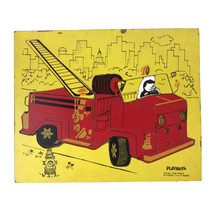 Vintage Playskool Children Wooden Jigsaw Puzzle Fire Truck 15 Pieces 360-26 - £11.15 GBP