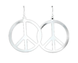 Big Funky Vintage PEACE SIGN EARRINGS Retro Hippy Costume Jewelry - SILV... - $8.79