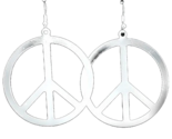 Big Funky Vintage PEACE SIGN EARRINGS Retro Hippy Costume Jewelry - SILV... - $8.79