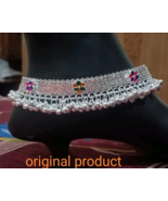 Indian Ethnic Bollywood Style Silver Plated Anklet Enameled Payal Jewelr... - £30.27 GBP