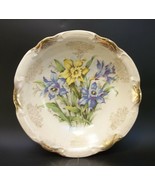 Vintage Porcelain Large Serving Bowl Blue Yellow Daffodils  - £14.01 GBP