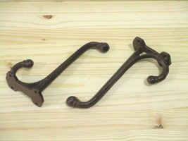 2 Large Harness Hooks Rack Coat Hat Rustic Cast Iron Barn Heavy Duty 7 1/2&quot; Long - £16.11 GBP