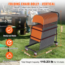 Folding Chair Dolly, 12 Chair Capacity, Iron Rack Trolley with 4 Casters... - £76.64 GBP