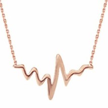.925 Sterling Silver Rose Gold Pulse HeartBeat Heart Beat Necklace - Adjust - £52.15 GBP