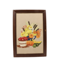 Vintage 70s Mid Century Modern MCM Handwoven Floral Fruit Basket Hanging... - $69.25