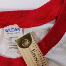 Gildan Heavy Cotton YBK HENNING Men's White & Red 3/4 Sleeve Raglan T-Shirt Sz S image 4