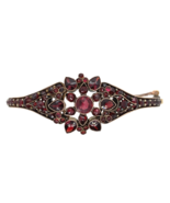 Genuine Natural Bohemian Garnet Bangle Bracelet with Rosette Center (#J7... - $7,470.48 MXN