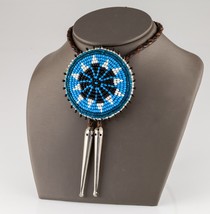 Perline Semini Sunburst Bolo Cravatta Con Intrecciato Pelle Filo e Argento - £95.75 GBP