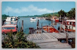 Rehoboth Beach DE Henlopen Yacht Basin Marina Delaware Postcard C33 - £7.82 GBP