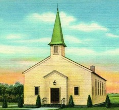 Camp Maxey Texas TX Chapel Church Unused UNP Vtg Linen Postcard 1940s WWII  - £3.08 GBP