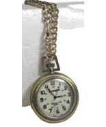 Working Remington ChromaGlo Pocket Watch w/ Gold Plated Chain Used As Fob - $32.01