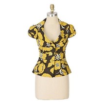 Womens Size 0 Anthropologie Elevenses Yellow Retro 60s Mod Ponceau Jacket - £22.78 GBP