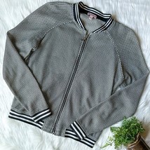 Juicy Couture Mesh Baseball Bomber Jacket Black White Band Vintage Full ... - $463.71 MXN