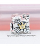 925 Sterling Silver And 18K Gold-plated Two Tone Baby Carriage Charm  - £14.00 GBP