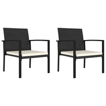 Outdoor Garden Patio 2pcs Black Poly Rattan Chairs Set Chair Seat With Cushion - £81.63 GBP