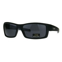 Mens Locs Sunglasses Matte Black Rectangular Wrap Around Frame UV 400 - $10.67