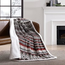 Eddie Bauer Ultra-Plush Collection Throw Blanket-Reversible Sherpa, Sycamore Red - £31.16 GBP
