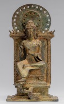 Antico Indonesiano Stile Seduta Bronzo Giavanese Teaching Buddha - 27cm/27.9cm - £1,060.71 GBP