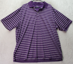 PGA TOUR Polo Shirt Mens 2XL Purple Striped Golf Performance Short Sleeve Collar - £15.94 GBP