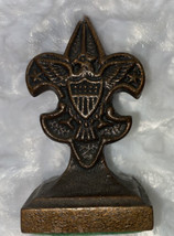 Vintage Boy Scout Paper Weight Iron Eagle Shield Stars Emblem Felt On Back - £11.95 GBP