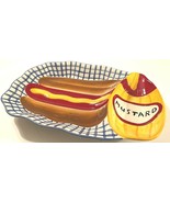 Le Gourmet Chef Ceramic Hot Dog Mustard Glossy Serving Tray Dish Platter - $26.11