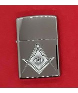 Masonic Compass &amp; Eye Mason Authentic Zippo Polished Chrome # 79242 New ! - £22.41 GBP