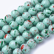 50 Splatter Glass Beads 8mm Robins Egg Blue Spotted Bulk Jewelry Supplies Mix - £4.96 GBP