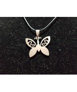 Butterfly - Stainless Steel Charm Pendant Necklace On Waxed Cord    Z16 - £3.99 GBP