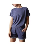 Josie Natori Women&#39;s Chi French Terry Split-Back Top Heather Night Blue XS - £5.10 GBP