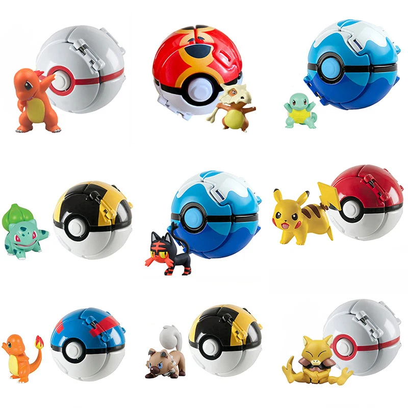 L anime figure tomy pikachu squirtle pocket monster variant pokemon elf ball toy action thumb200