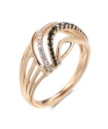 New 585 Rose Gold Ring for Women Fashion White&amp;Black Natural Zircon Wave... - £10.52 GBP