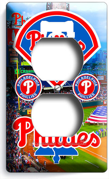 PHILADELPHIA PHILLIES BASEBALL TEAM OUTLET WALL PLATE COVERS ROOM BEDROOM DECOR