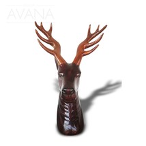 West African Hand Carved Acajou Wood Shaded Antelope Bust Wildlife Decorative Ta - $169.00