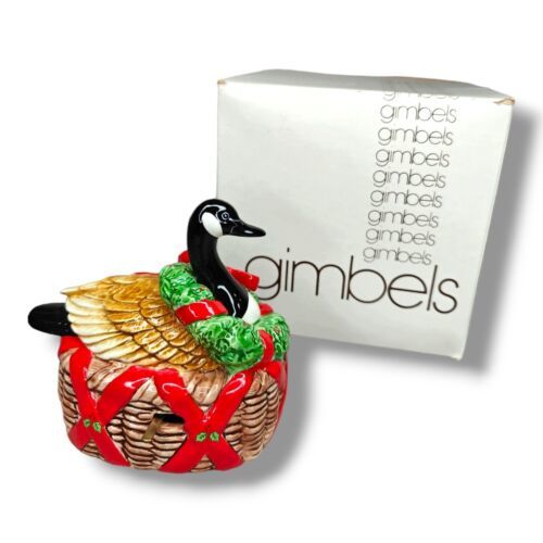 Vintage Schmid Music Box Christmas Goose Plays White Christmas In Original Box  - £20.69 GBP