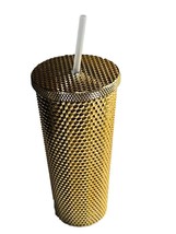 Gold Matte  Large Studded Holiday Tumbler, With Lid And Straw 24oz - - £25.18 GBP