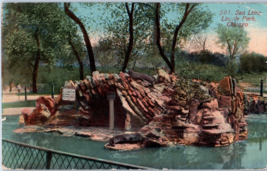 Sea Lions Lincoln Park Chicago Illinois Postcard Posted 1913 - £5.42 GBP