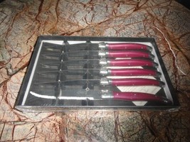 Set of 6 Laguiole steak knives ABS Purple handles NIB - $75.00